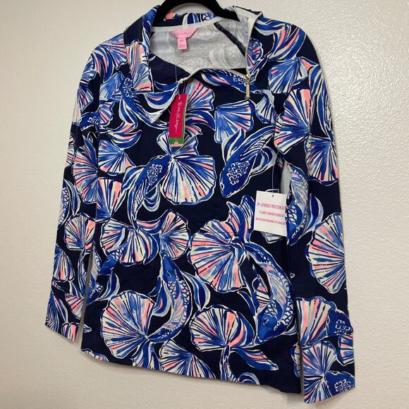 LILLY PULITZER Bright Navy In Reel Life Booker Popover Size XXS - Picture 2 of 14